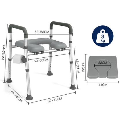 Altus Raised Toilet Seat Raiser Over Toilet Aid Padded Seat with Arm