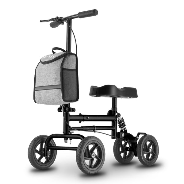 Altus Knee Scooter Walker with Shock Absorbing 8 Inch Wheels – Black