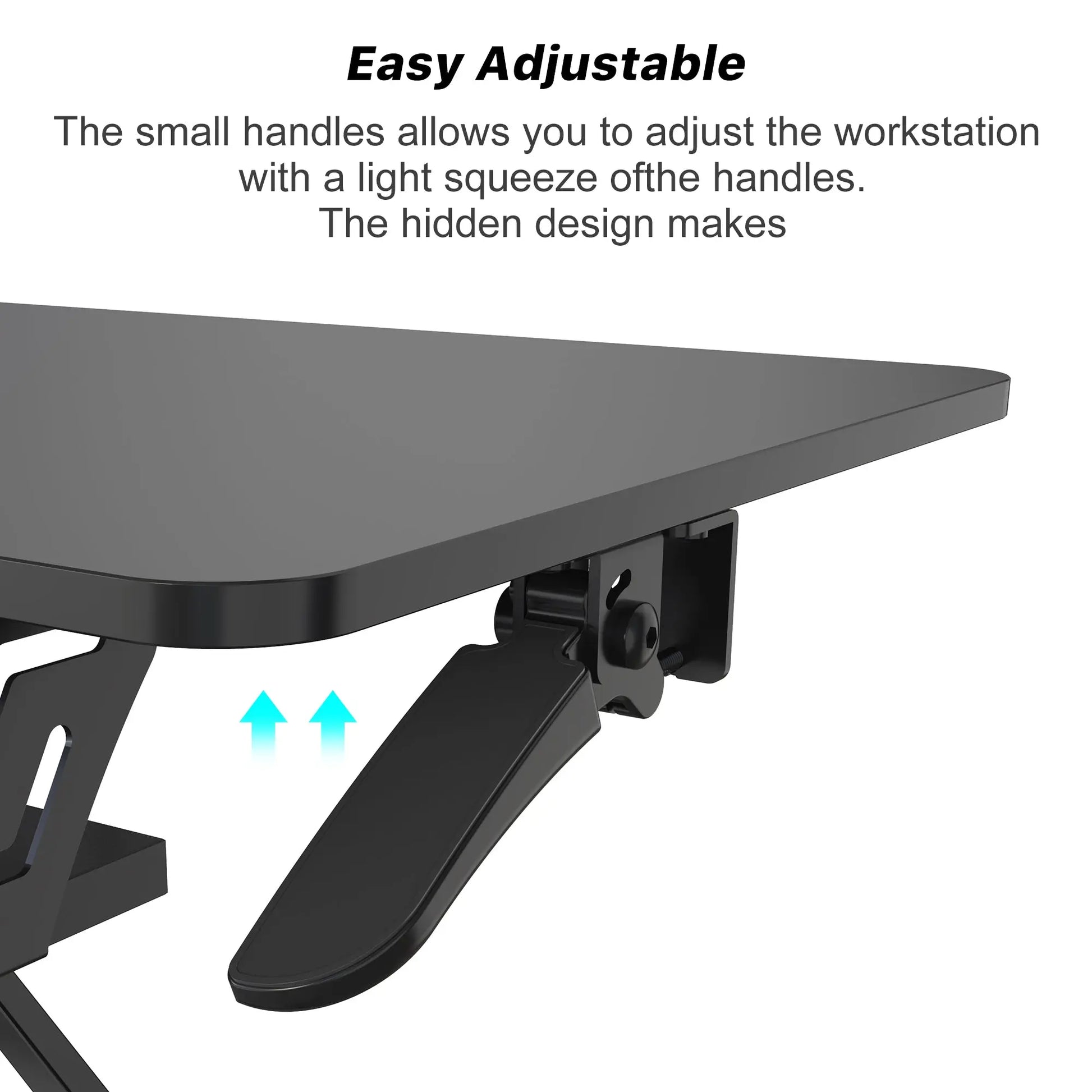 Close-up of a sleek, ergonomic business desk with integrated height-adjustment handles and a scratch-resistant PVC finish.