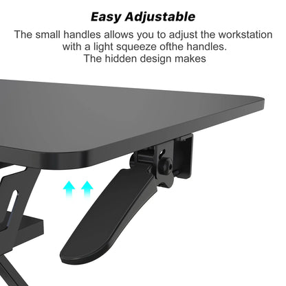 Close-up of a sleek, ergonomic business desk with integrated height-adjustment handles and a scratch-resistant PVC finish.