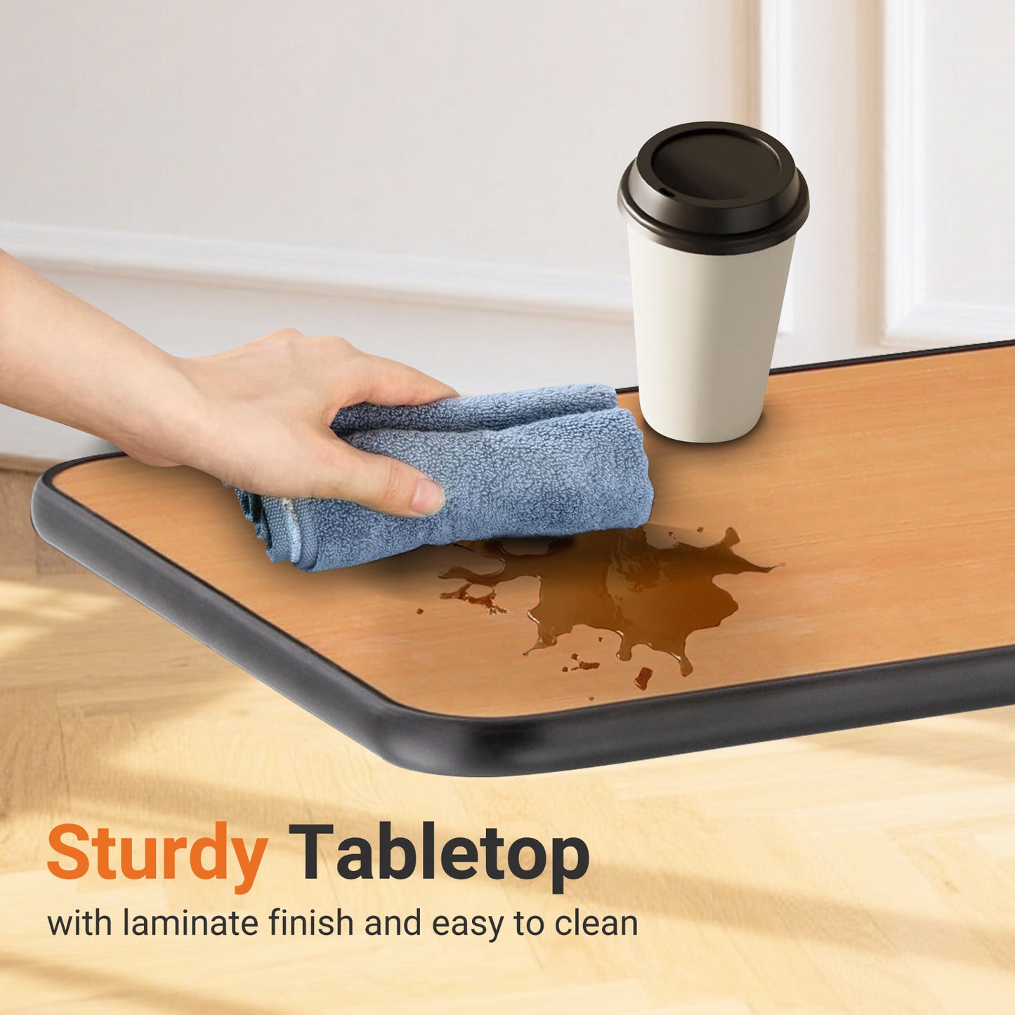 Built for daily use, the sturdy laminated tabletop resists stains and wipes clean in seconds. Even accidental spills are no issue—just a quick wipe with a cloth keeps your table looking fresh with minimal maintenance.