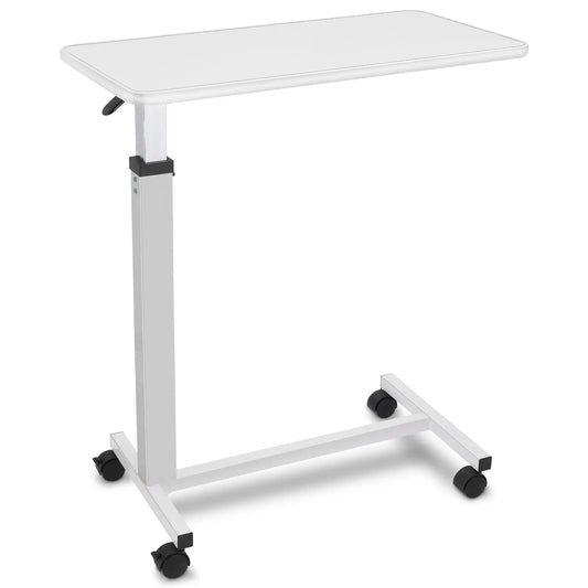 Altus Overbed Table Gas Lift mechanism Steel Frame Laminate Top White myaltus