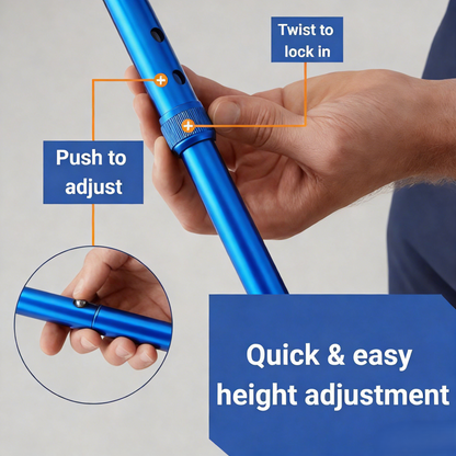 Altus Adjustable Aluminum Walking Cane with 360° Rotating Stability Base