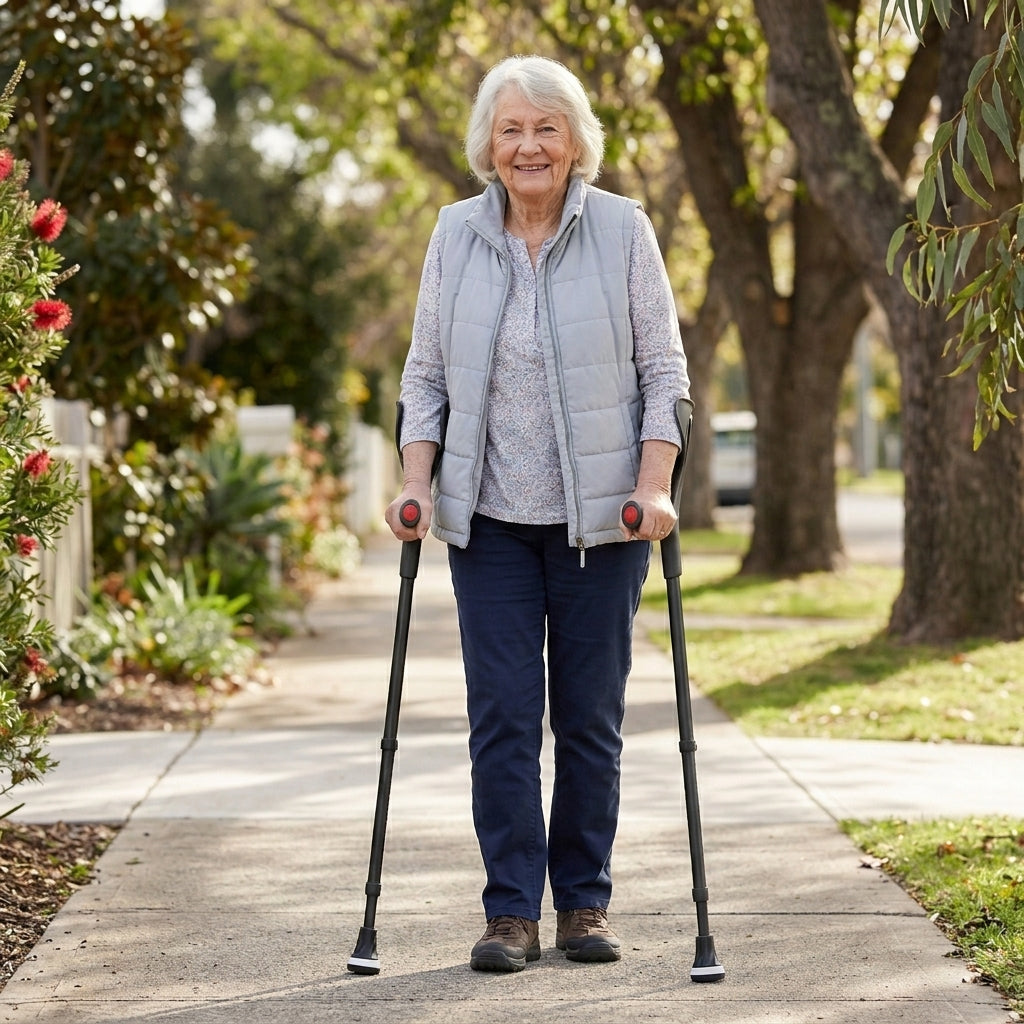 Altus Premium Ergonomic Adjustable Forearm Elbow Crutches - Black