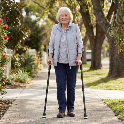 Altus Premium Ergonomic Adjustable Forearm Elbow Crutches - Black