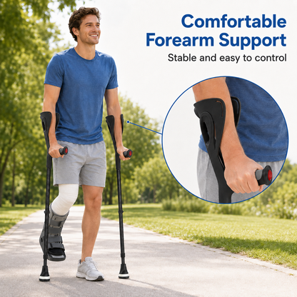 Altus Premium Ergonomic Adjustable Forearm Elbow Crutches - Black