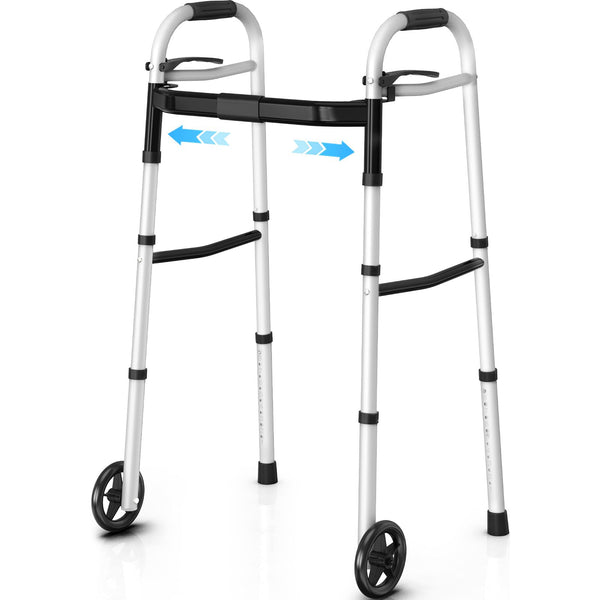 Altus Folding Walking Frame with Wheels Height & Width Adjustable Lightweight Aluminium