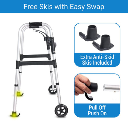 Altus Walking Frame with anti-skid skis for added traction on various surfaces.
