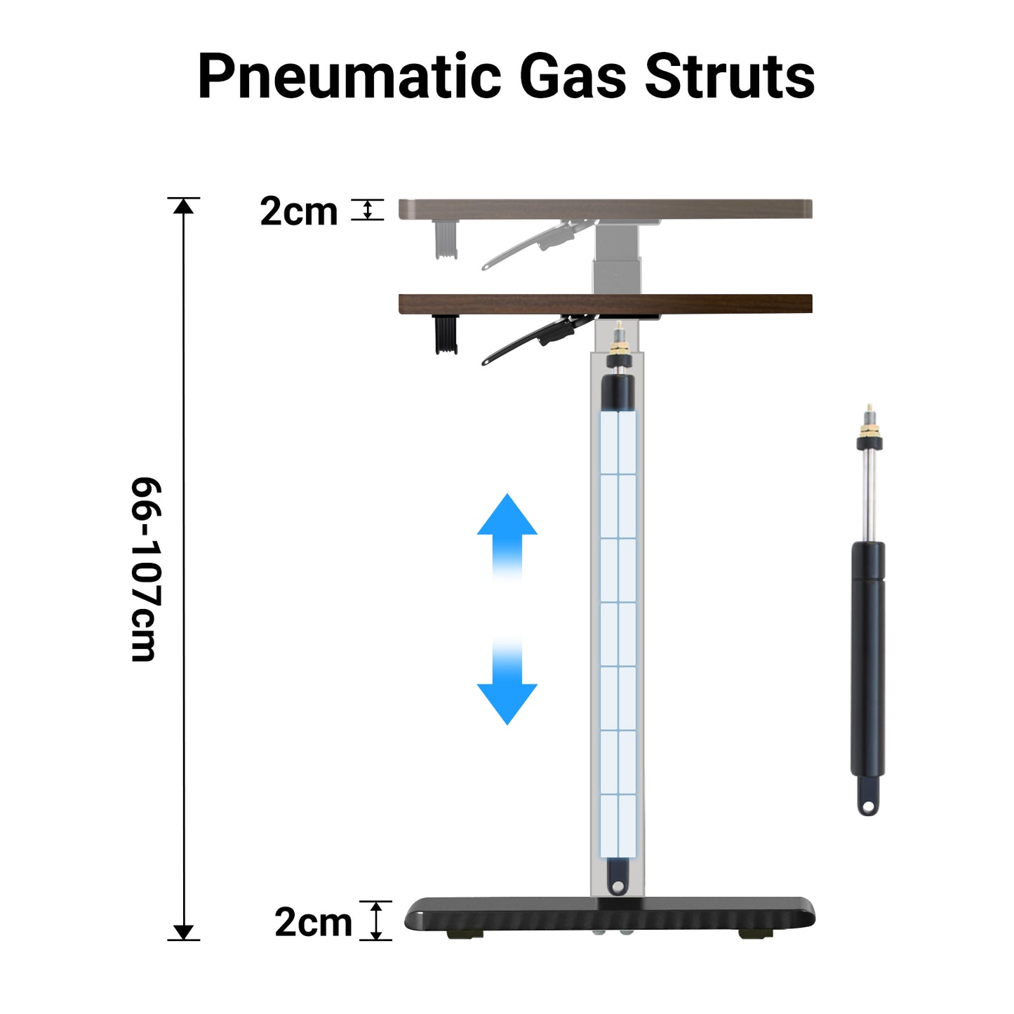 Altus Mobile Standing Desk with Wheels Pneumatic Over Bed Table Walnut