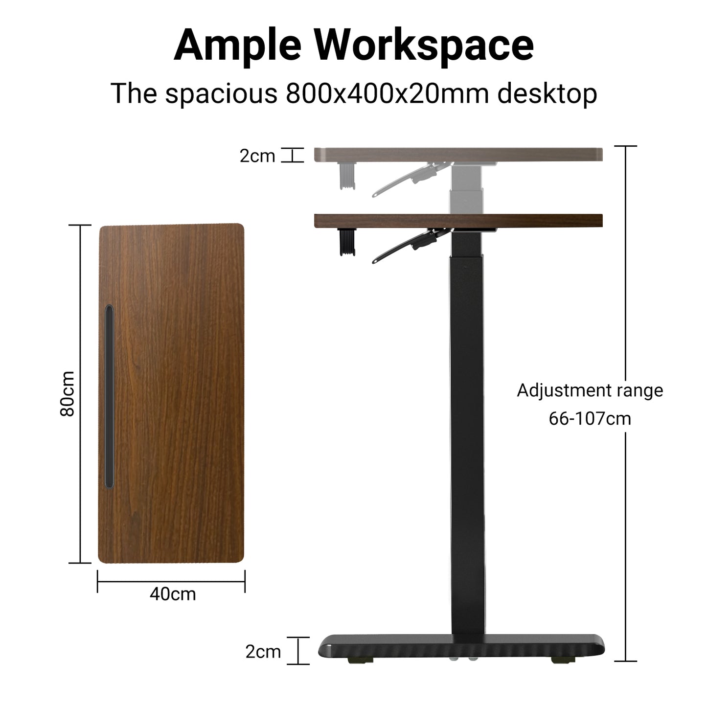 Altus Mobile Standing Desk with Wheels Pneumatic Over Bed Table Walnut