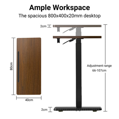 Altus Mobile Standing Desk with Wheels Pneumatic Over Bed Table Walnut