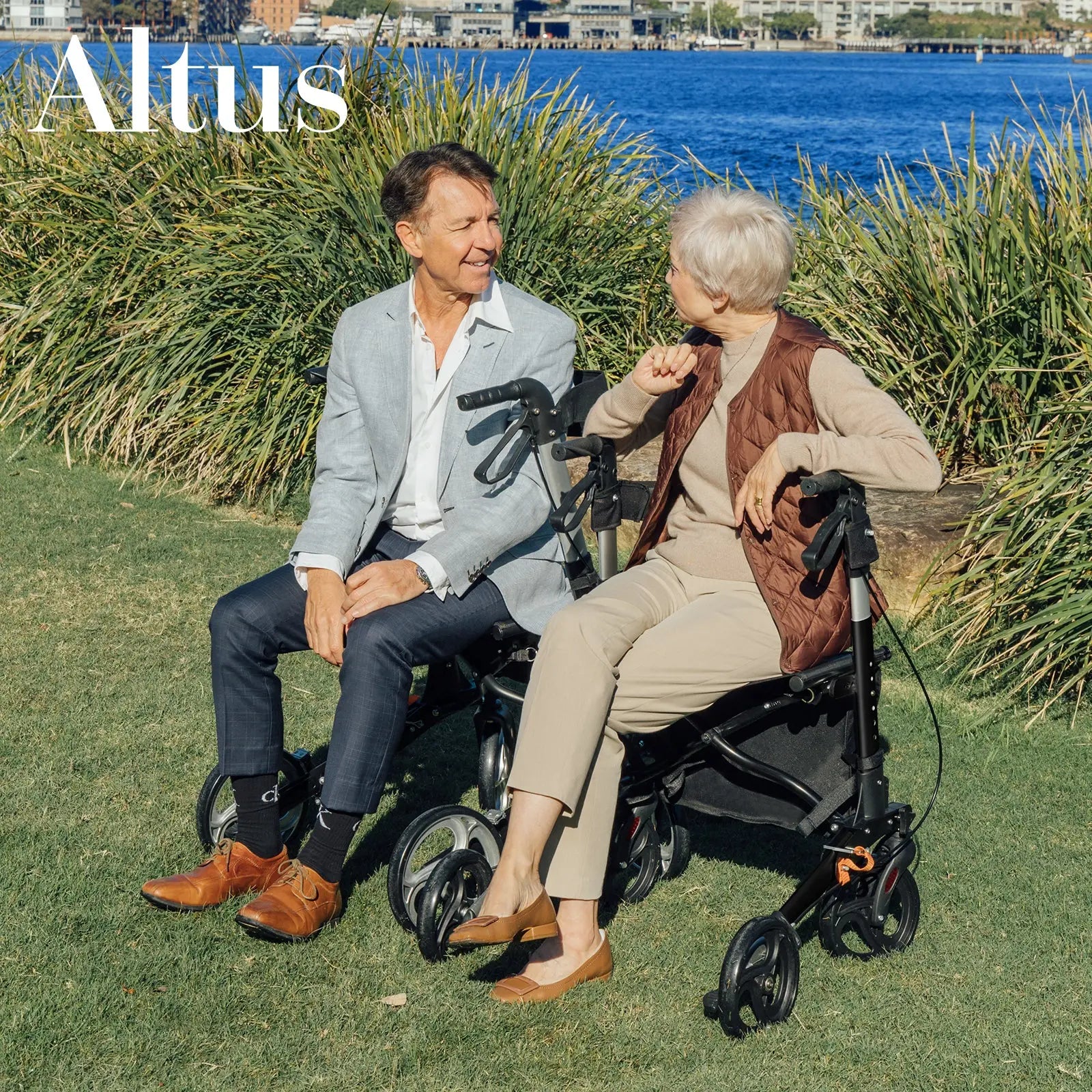 Embrace active living with the Altus 8-inch Euro Rollator. This rollator provides reliable support for elderly users, enabling them to maintain their independence and enjoy outdoor activities