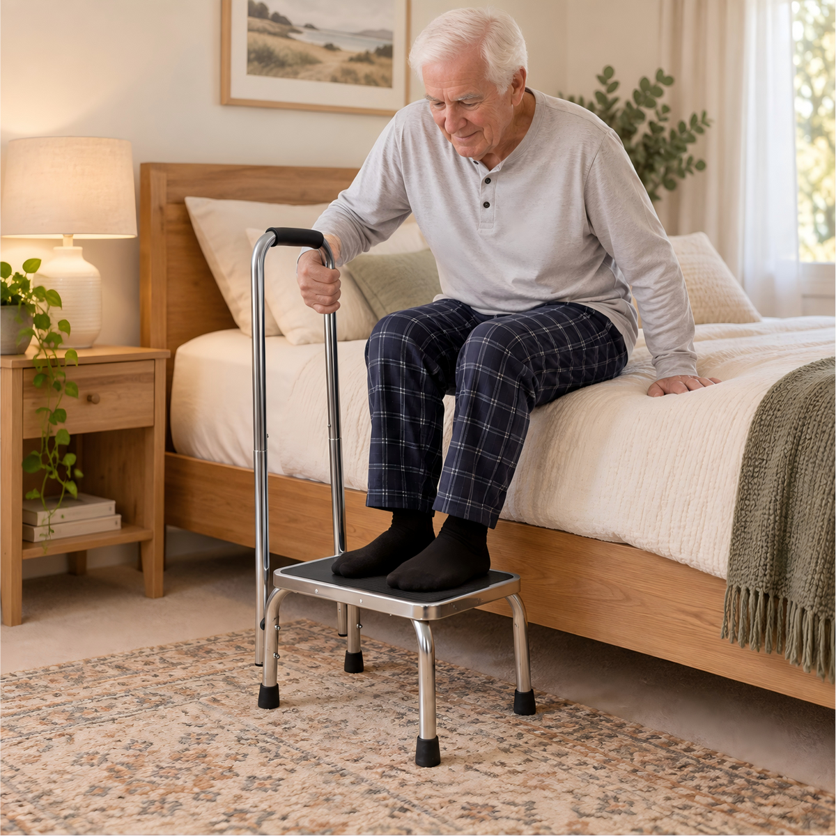 Altus Heavy Duty Steel Step Stool Support Handrail 150kg