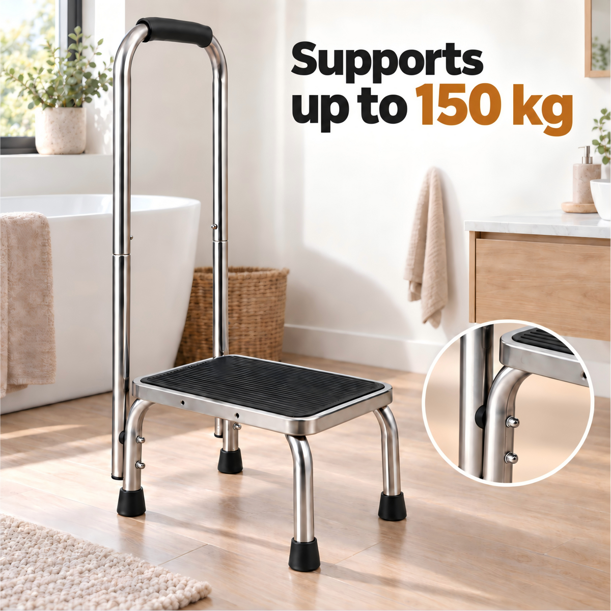 Altus Heavy Duty Steel Step Stool Support Handrail 150kg
