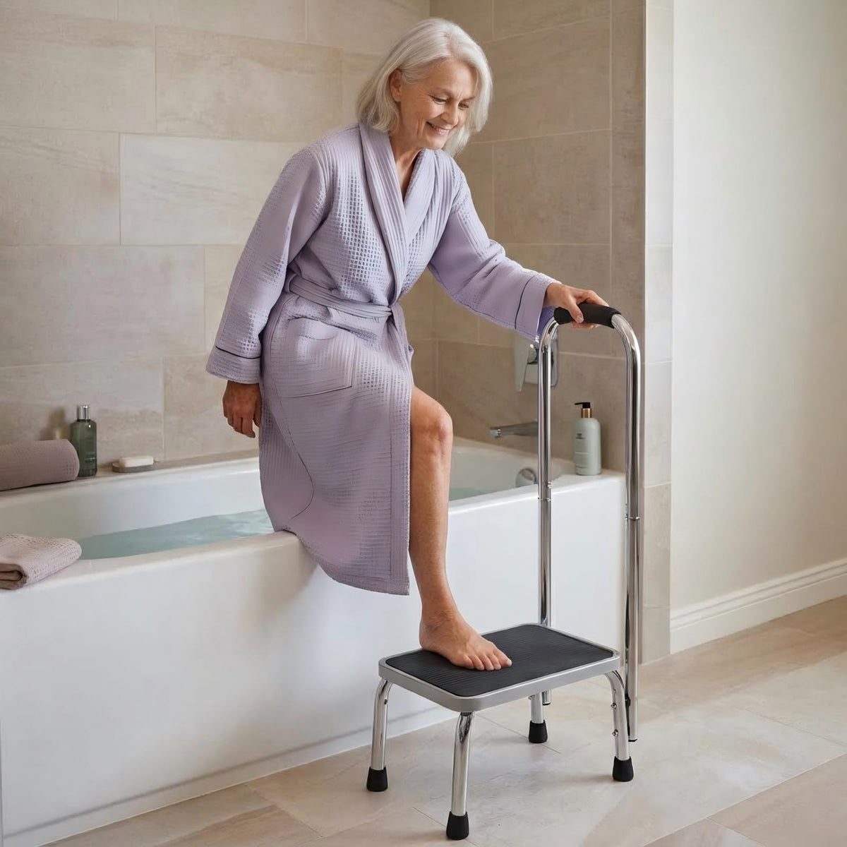 Altus Heavy Duty Steel Step Stool Support Handrail 150kg