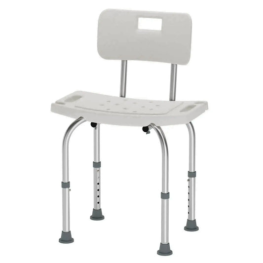 Shower Chair Structure: An image depicting an adjustable shower chair with a white HDPE seat a