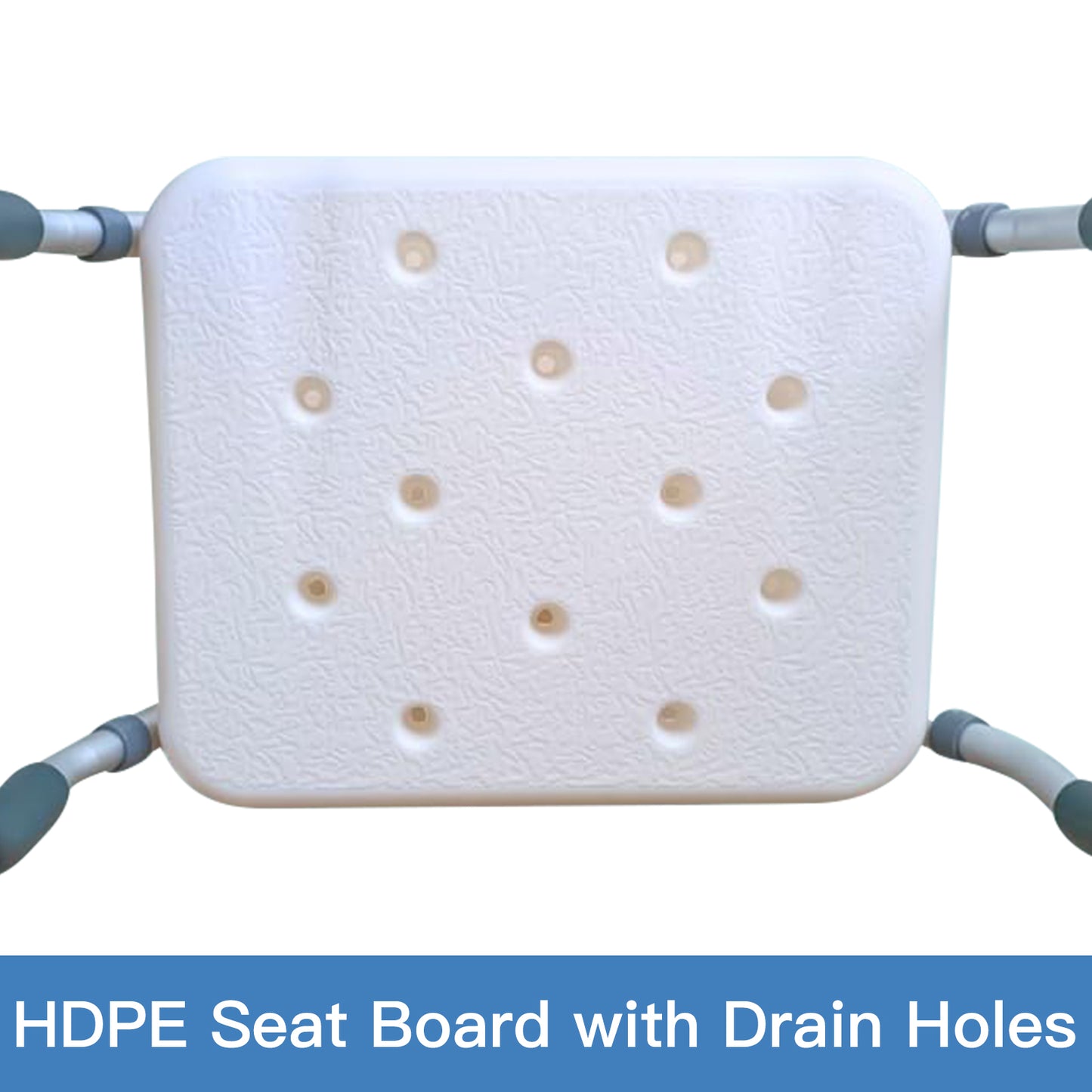 White HDPE seat board with drain holes on a white background