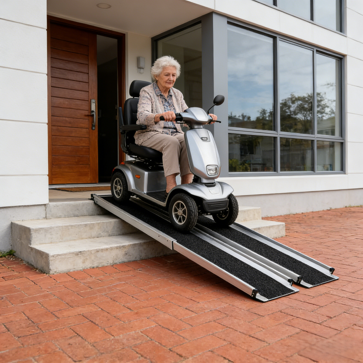 Altus 便携式轮椅坡道 铝制折叠式残疾人坡道 防滑表面 双防滑端 承重能力 270 公斤/600 磅 2 英尺