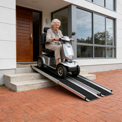 Altus 便携式轮椅坡道 铝制折叠式残疾人坡道 防滑表面 双防滑端 承重能力 270 公斤/600 磅 2 英尺