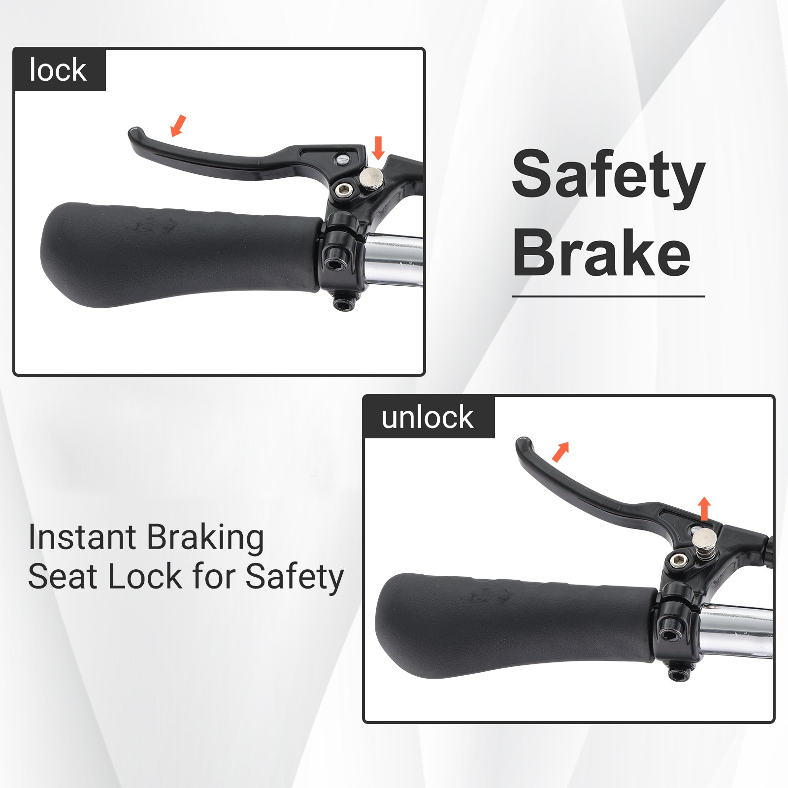Altus knee walker safety brake with locking mechanism for added security and control during use