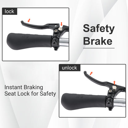 Altus knee walker safety brake with locking mechanism for added security and control during use