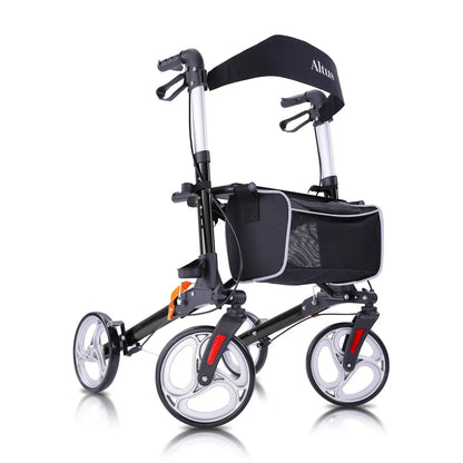 Altus Walker Deluxe Folding Rollator with Seat Aluminum Black myaltus