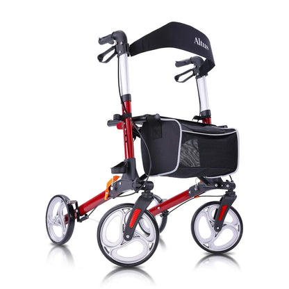 Altus Walker Deluxe Folding Rollator with Seat Aluminum Red myaltus