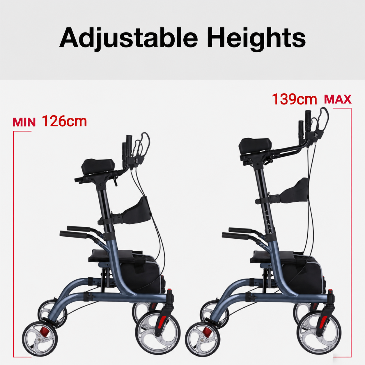 Altus Premium Upright Forearm Rollator Walker with Seat - Midnight Blue