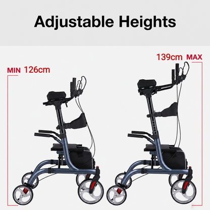 Altus Premium Upright Forearm Rollator Walker with Seat - Midnight Blue