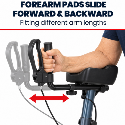 Altus Premium Upright Forearm Rollator Walker with Seat - Midnight Blue