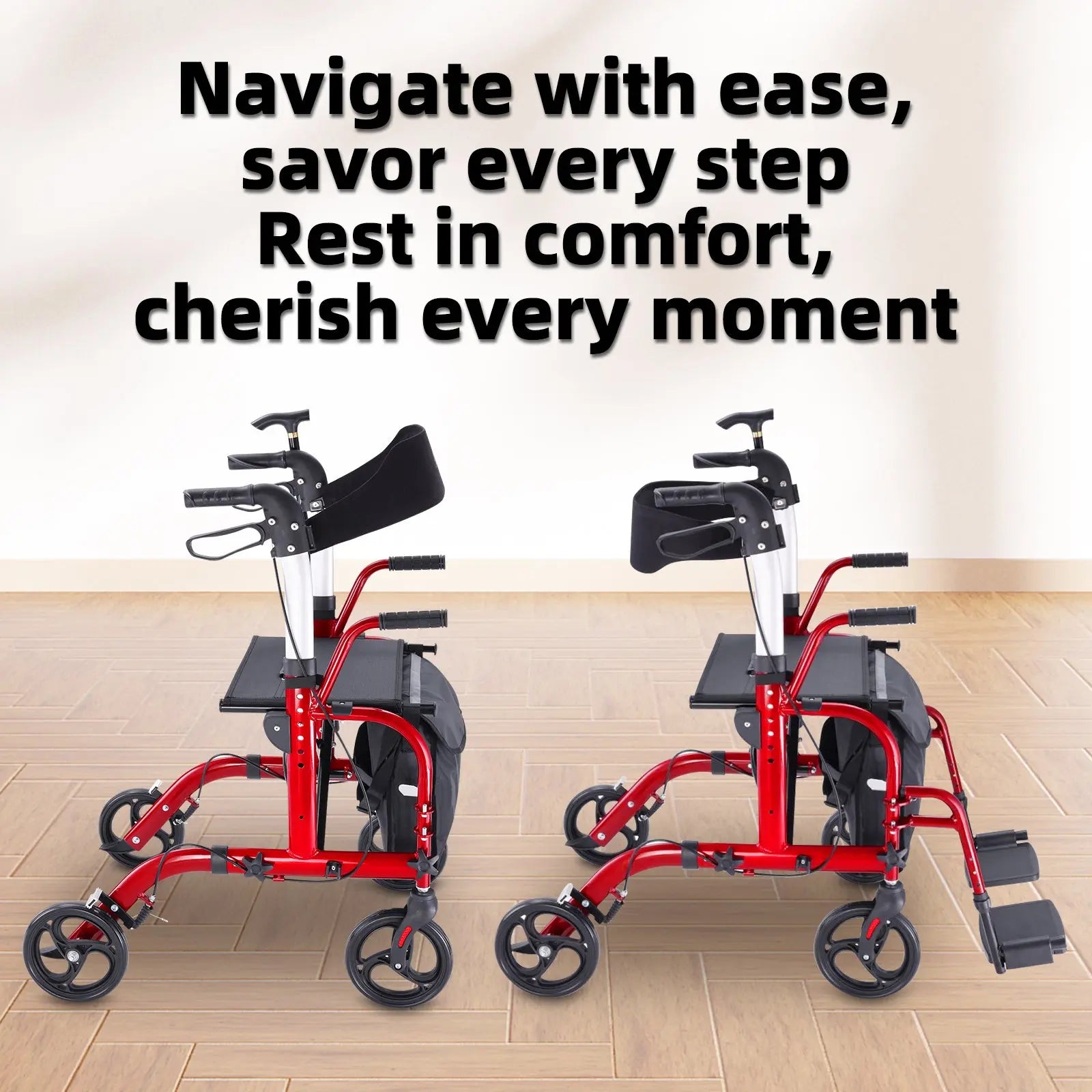 Altus Hybrid Duo 2-in-1 Mobility Rollator And Transit Wheelchair Combo 