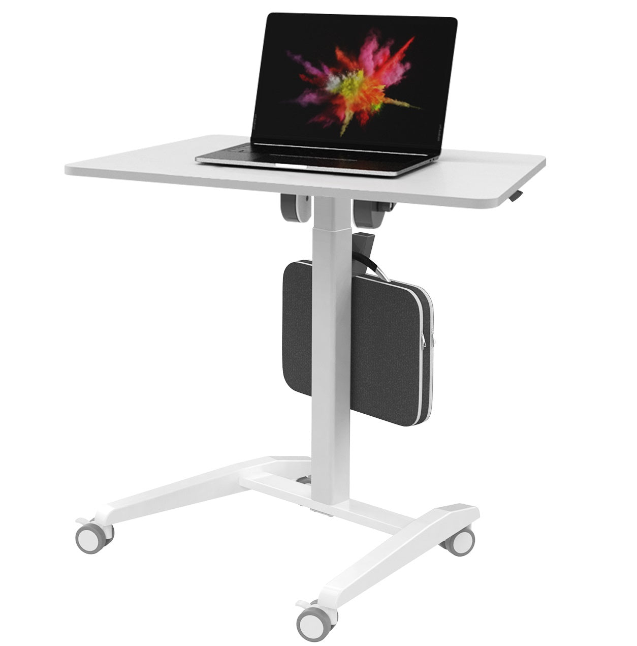 Altus Height Adjustable Mobile Desk with Wheels Portable Office and Laptop Table