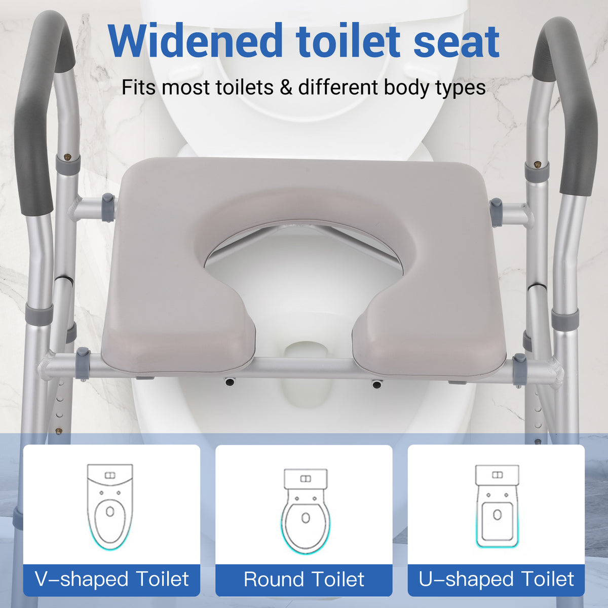 Altus Care Ergonomic Toilet Seat Riser with Built-In Commode Pan