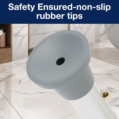 "Close-up view of the non-slip rubber tips on the Altus Heavy Duty Bedside Commode. The tips ensure stability and safety, preventing the commode from slipping on various floor surfaces."