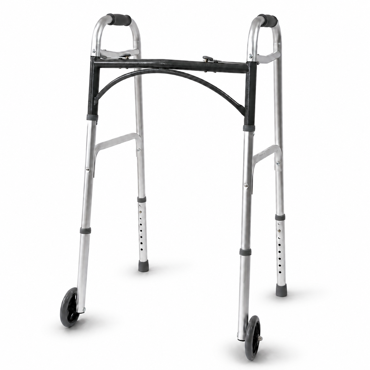 Side-Folding Height-Adjustable Walking Frame with 5-Inch Front Wheels