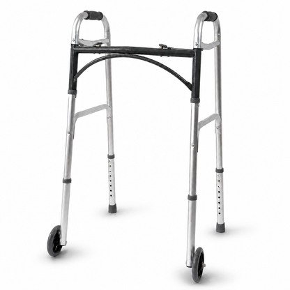Side-Folding Height-Adjustable Walking Frame with 5-Inch Front Wheels