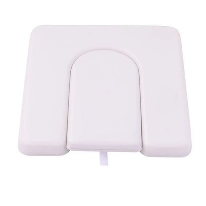 A detachable white padded seat cushion designed for the shower chair.