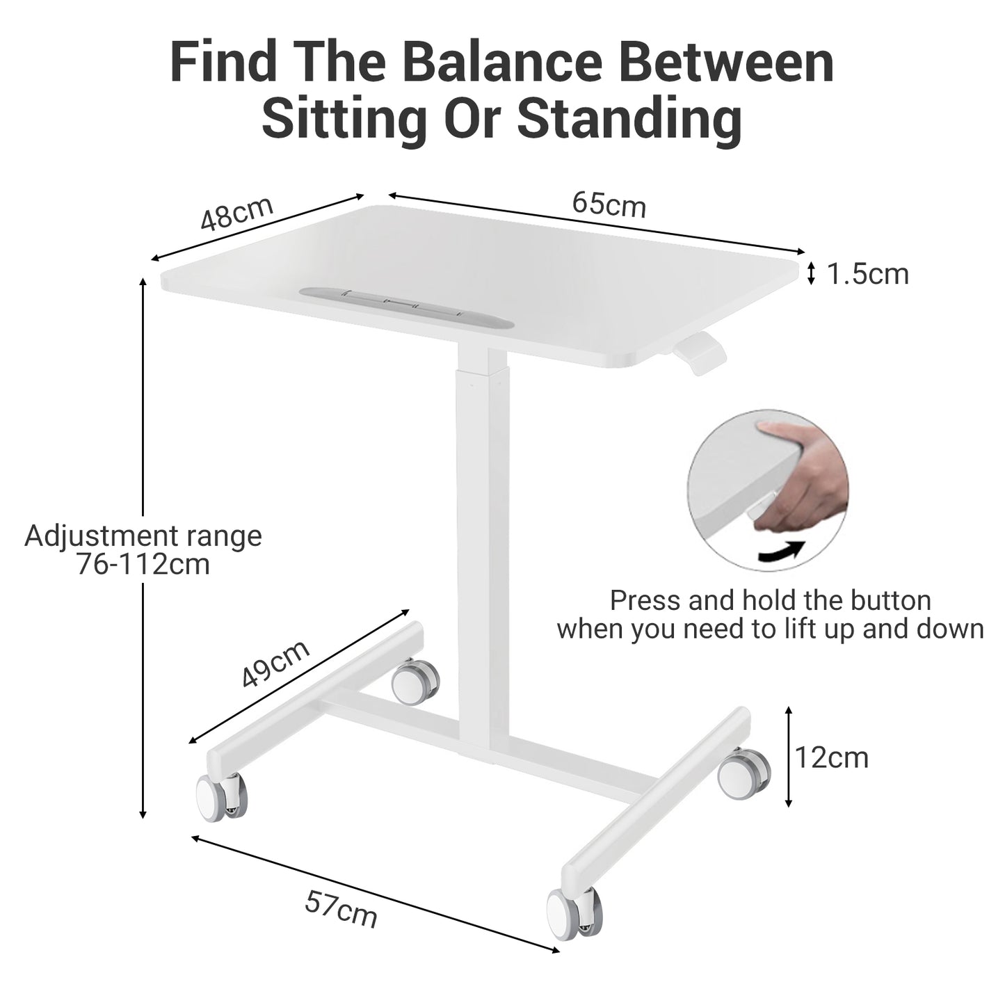 Altus Rolling Mobile Standing Desk Table Tilting Top Laptop Cart