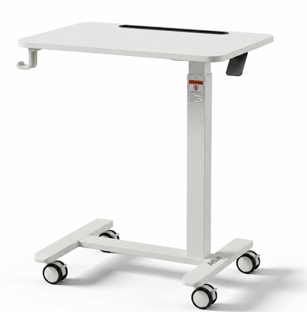 Altus Pneumatic Mobile Standing Desk with Wheels Laptop Workstation White