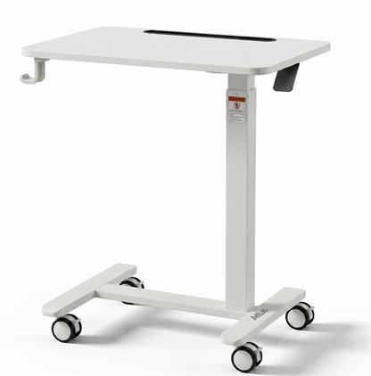 Altus Pneumatic Mobile Standing Desk with Wheels Laptop Workstation White