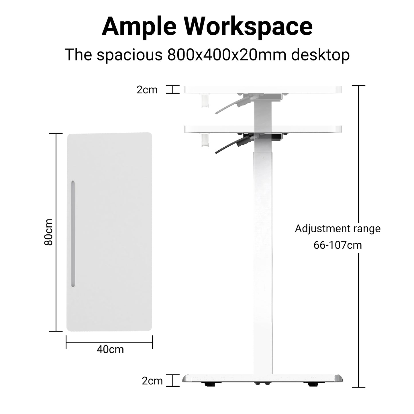 Altus Mobile Standing Desk with Wheels Pneumatic Over Bed Table White