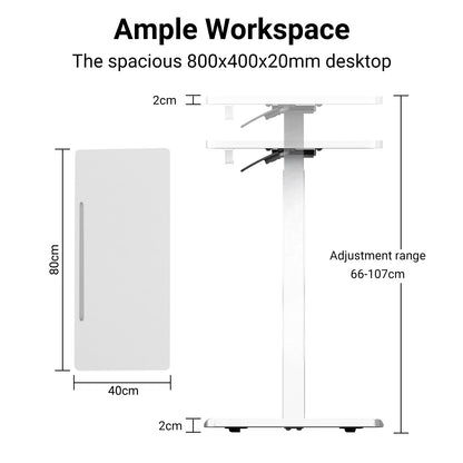 Altus Mobile Standing Desk with Wheels Pneumatic Over Bed Table White