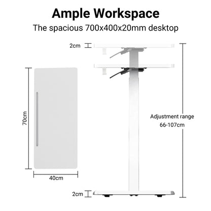 Altus Mobile Standing Desk with Wheels Pneumatic Over Bed Table White