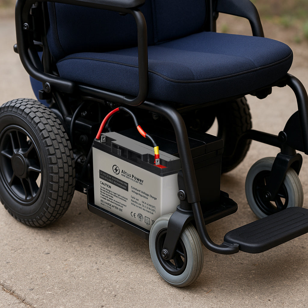 The Altus AGM battery is designed for reliable power in electric wheelchairs. Providing long-lasting performance and consistent energy, it ensures smooth mobility and independence. Ideal for everyday use, it offers a maintenance-free, spill-proof design for enhanced safety and durability.