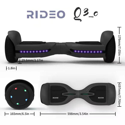 RIDEO Q3_C Hoverboard 6.5 inch Electric Self Balance Sooter UL 2272 Dual Motor Bluetooth Speaker