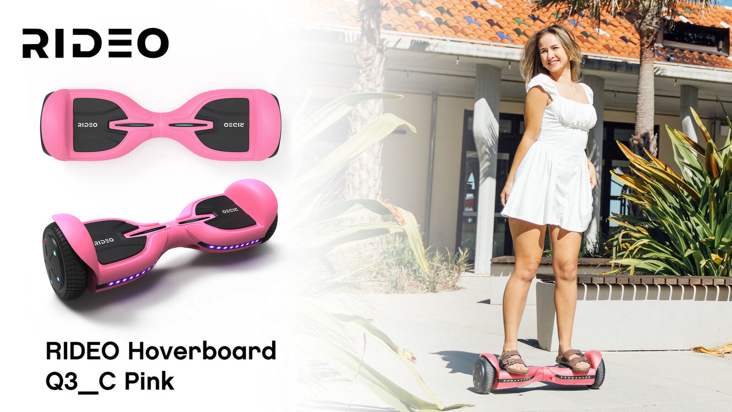 RIDEO Q3_C Hoverboard 6.5 inch Electric Self Balance Sooter UL Bluetooth Speaker - Pink