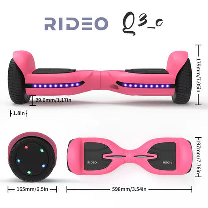 RIDEO Q3_C Hoverboard 6.5 inch Electric Self Balance Sooter UL Bluetooth Speaker - Pink