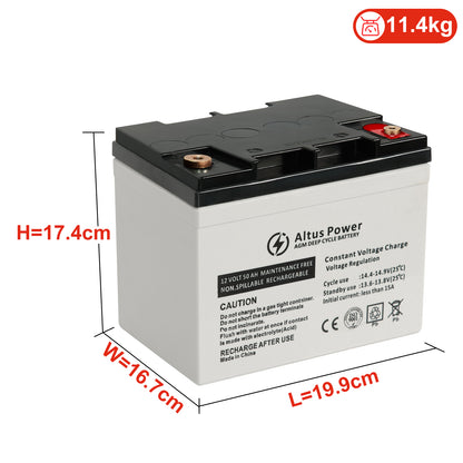 Altus 12V 50ah AGM Battery Deep Cycle SLA Lead Acid Battery