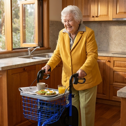 Altus 3-Wheel Rollator Walker with Wire Storage Tray and Zip Bag- Blue