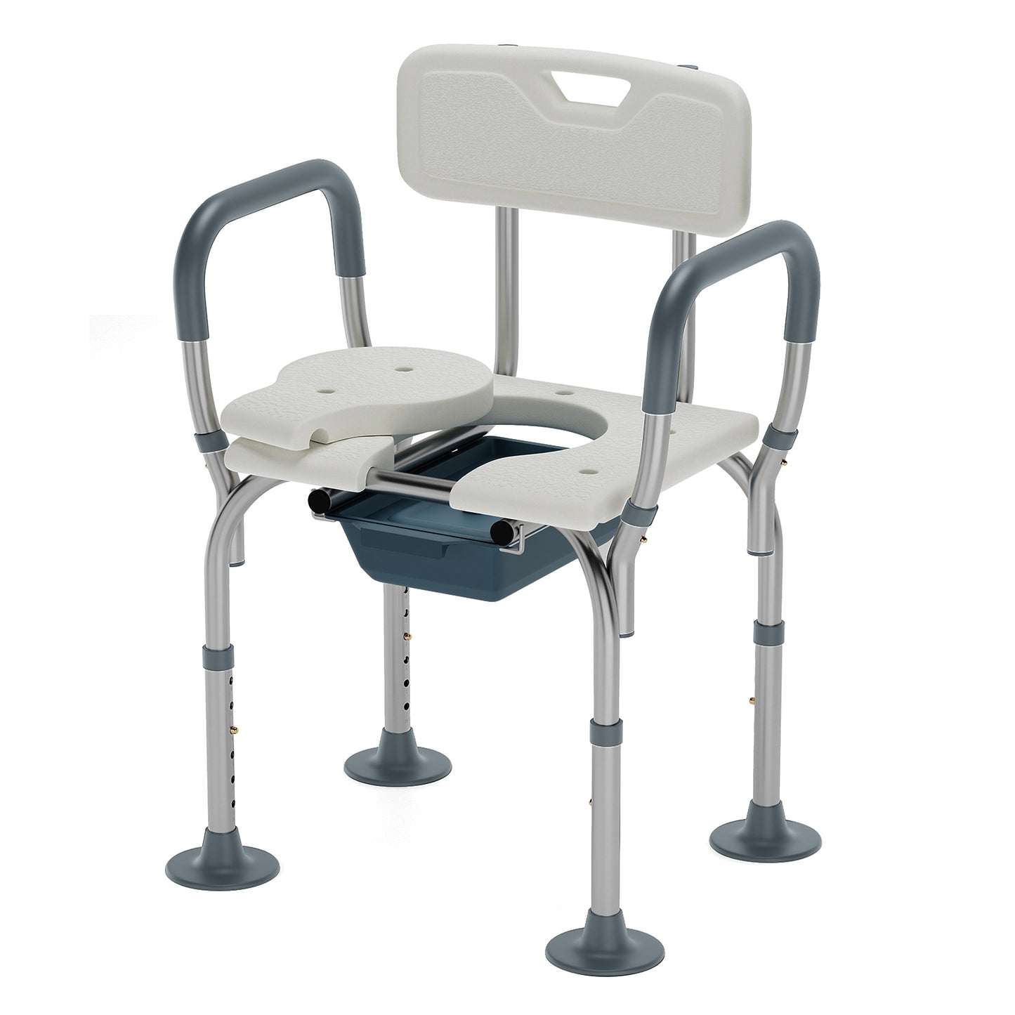 Medical shower chair with seat and backrest on a white background
